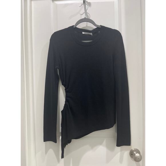 NWT T Alexander Wang Wool Black Long Sleeve Asymmetrical Sweater W/ Cut Out Sz M - Picture 1 of 5